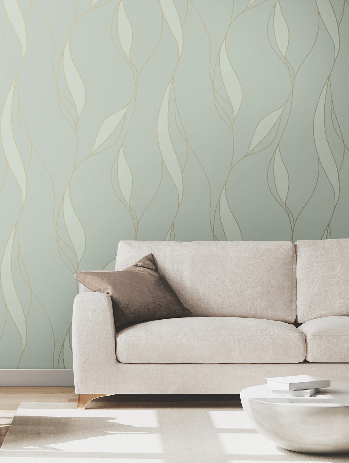 Society Hill Mint by Ronald Redding Abstract Leaf Wallpaper- York Designer Series VR1547