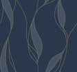 Society Hill Navy Abstract Leaf Wallpaper by Ronald Redding