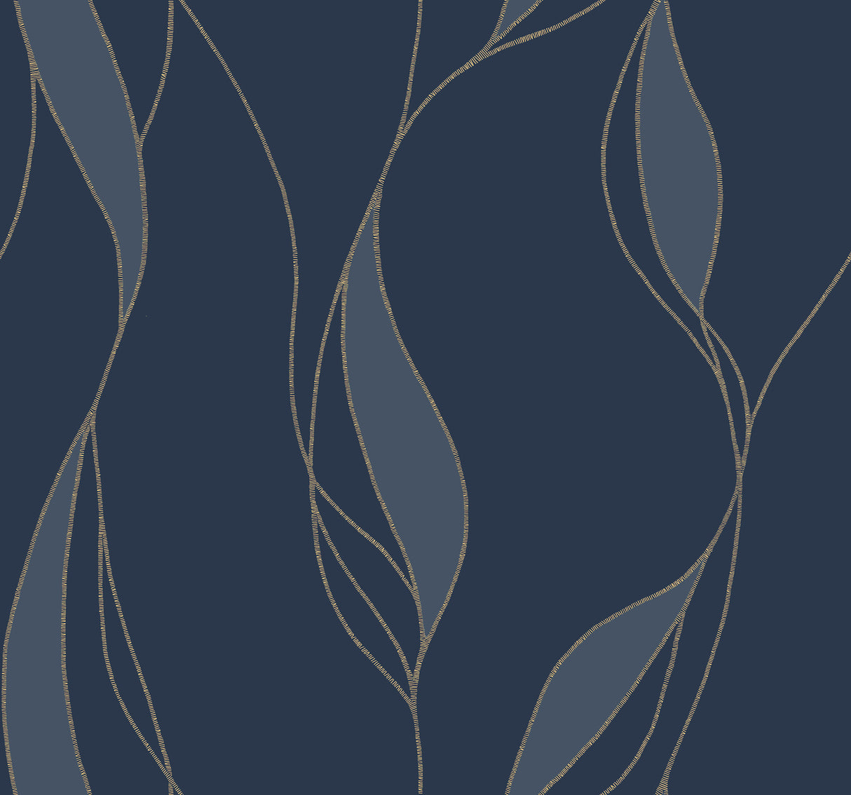 Society Hill Navy Abstract Leaf Wallpaper by Ronald Redding