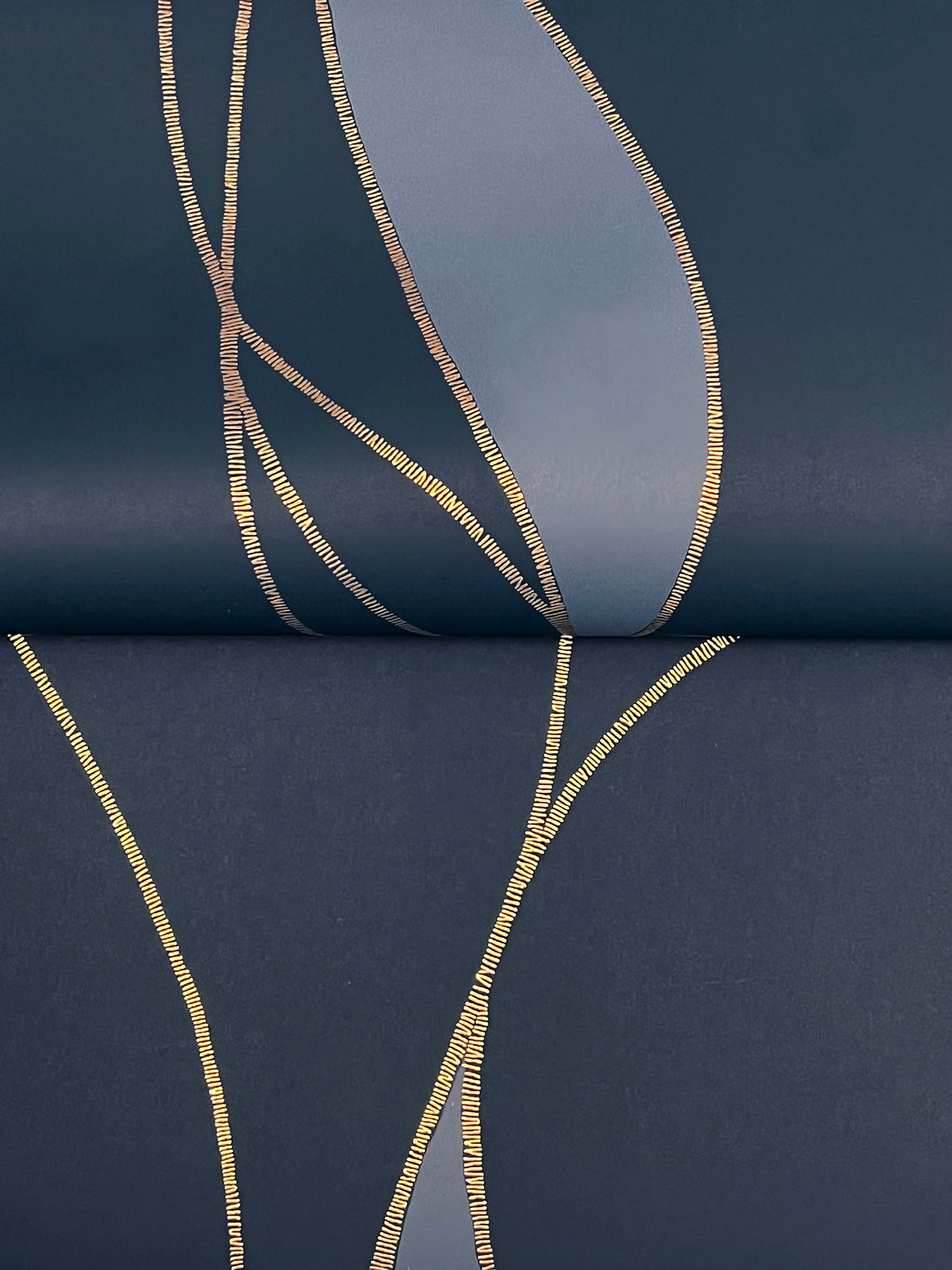 Society Hill Navy by Ronald Redding Abstract Leaf Wallpaper- York Designer Series VR1548