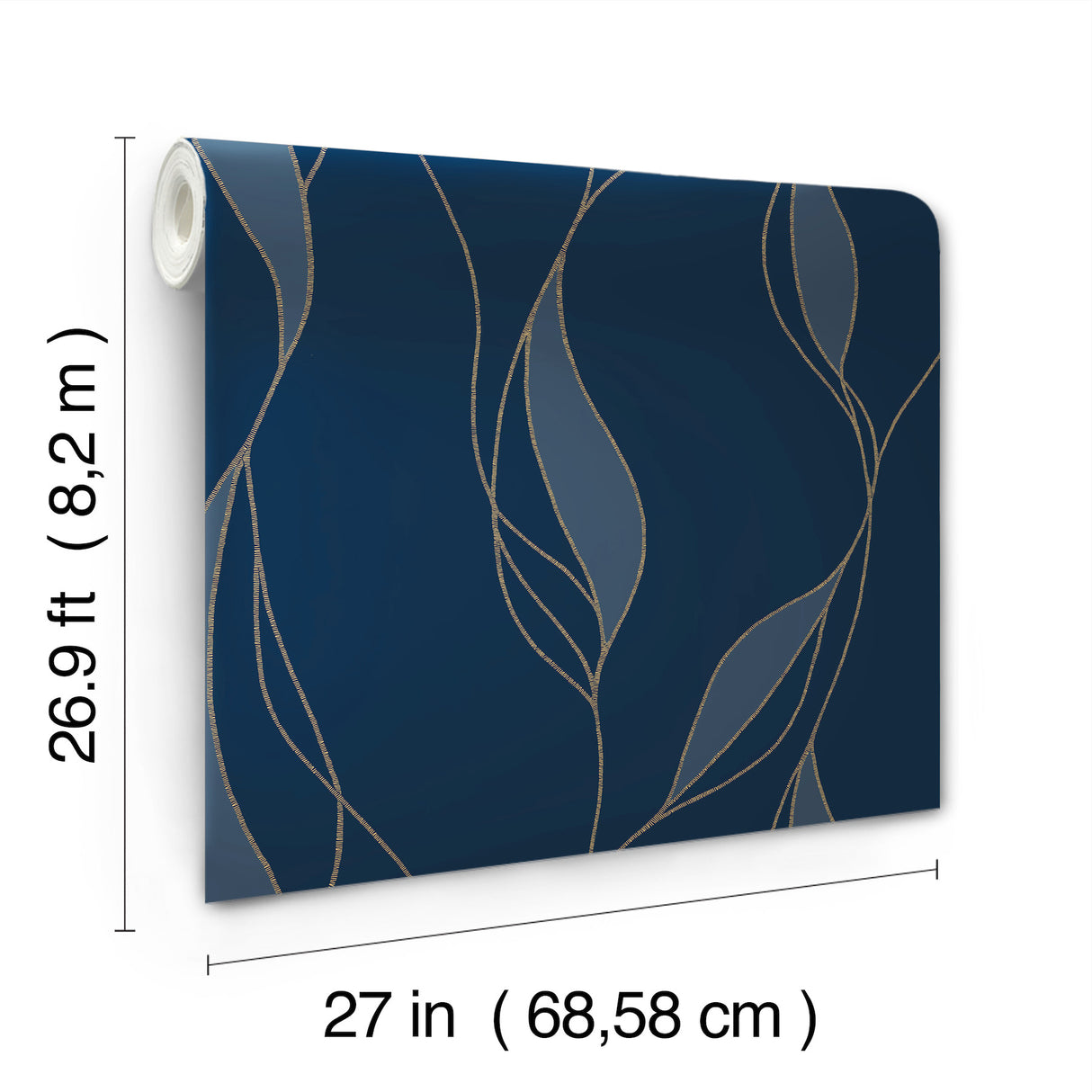 Society Hill Navy by Ronald Redding Abstract Leaf Wallpaper- York Designer Series VR1548