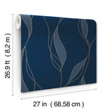 Society Hill Navy by Ronald Redding Abstract Leaf Wallpaper- York Designer Series VR1548