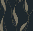 Society Hill Black Abstract Leaf Wallpaper by Ronald Redding