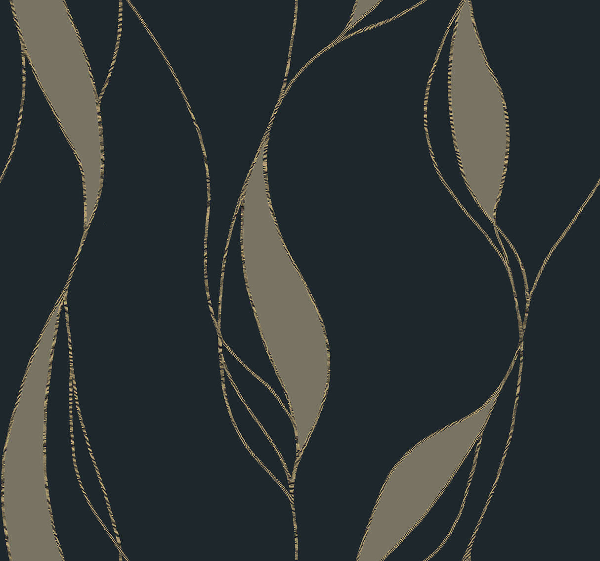 Society Hill Black Abstract Leaf Wallpaper by Ronald Redding