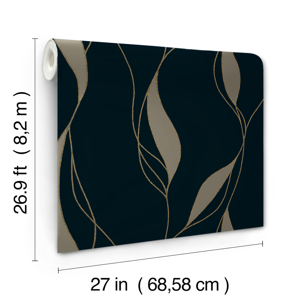 Society Hill Black by Ronald Redding Abstract Leaf Wallpaper- York Designer Series VR1549
