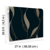 Society Hill Black by Ronald Redding Abstract Leaf Wallpaper- York Designer Series VR1549