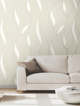 Society Hill Dove by Ronald Redding Abstract Leaf Wallpaper- York Designer Series VR1550