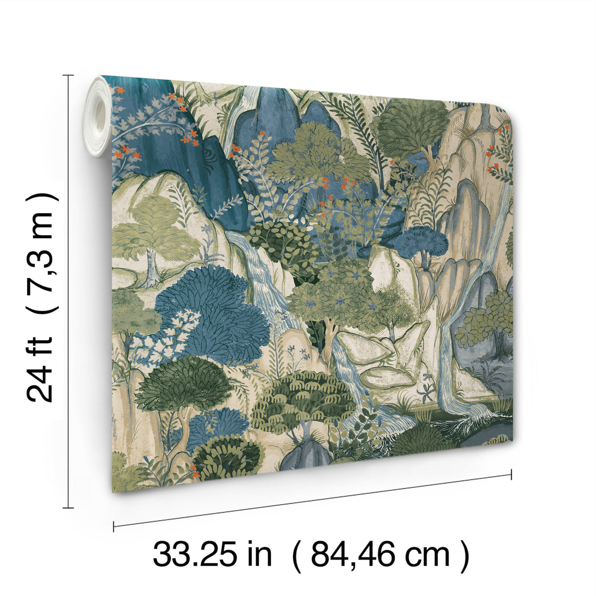 Falling Waters Sapphire by Ronald Redding Scenic Wallpaper – York Designer Series VR1554