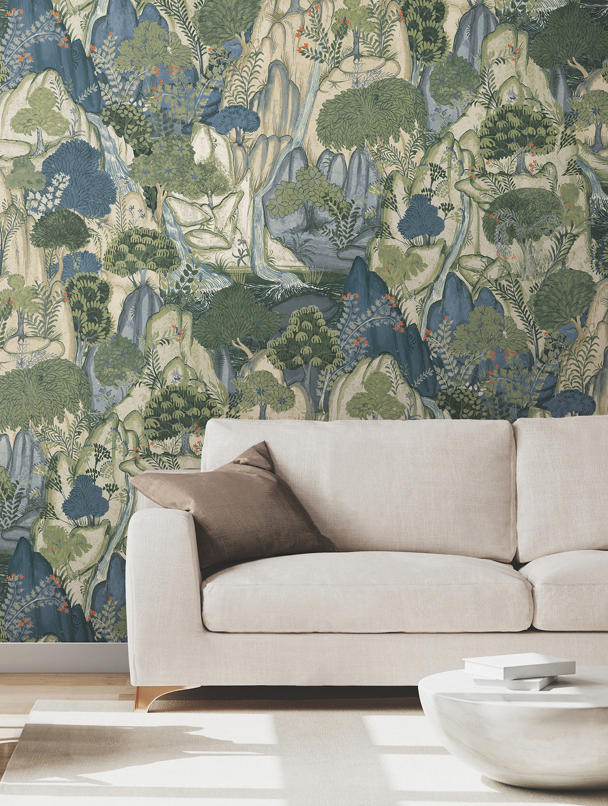 Falling Waters Sapphire by Ronald Redding Scenic Wallpaper – York Designer Series VR1554