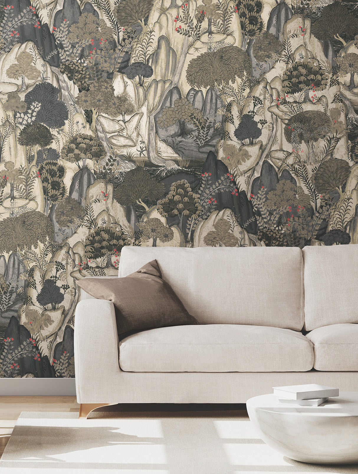 Falling Waters Neutral by Ronald Redding Scenic Wallpaper – York Designer Series VR1555