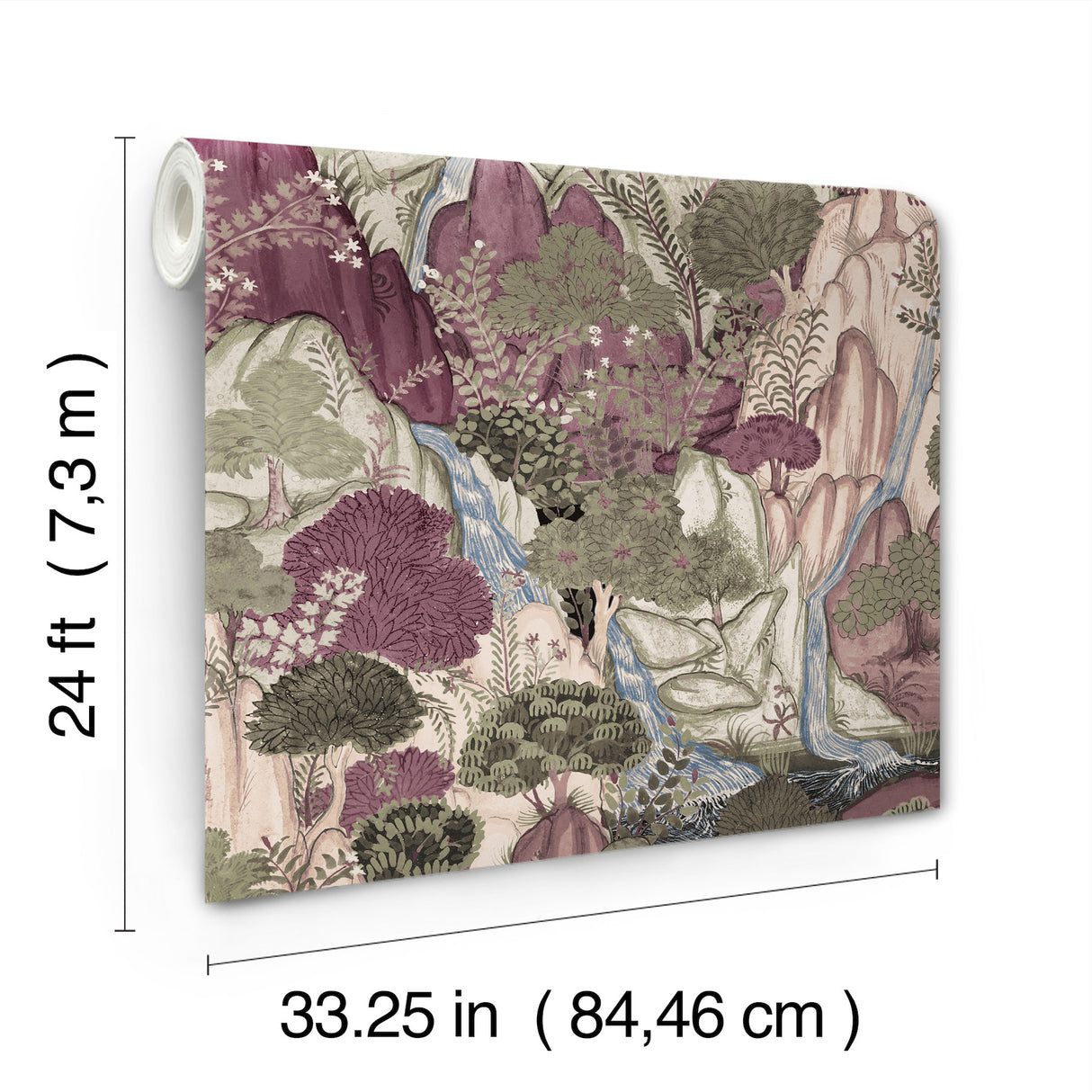 Falling Waters Plum by Ronald Redding Scenic Wallpaper – York Designer Series VR1556