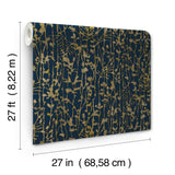 Filigree Navy by Ronald Redding Abstract Wallpaper- York Designer Series VR1561