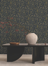 Filigree Navy by Ronald Redding Abstract Wallpaper- York Designer Series VR1561