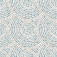 Mosaic Mirage Blue and Beige textured vinyl wallpaper with concentric mosaic tile circles.