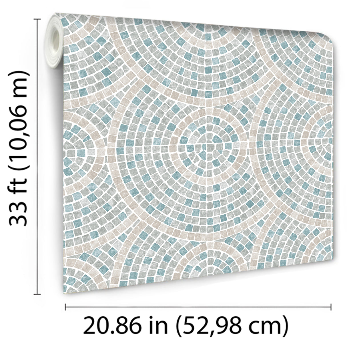 Mosaic Mirage Blue and Beige by Veer Decor Pattern Wallpaper – Veer Decor VRAR01-367