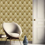Faux Plush Quilted Diamond Upholstery Gold by Veer Decor Textured Vinyl Wallpaper – Veer Decor VRAR02-267