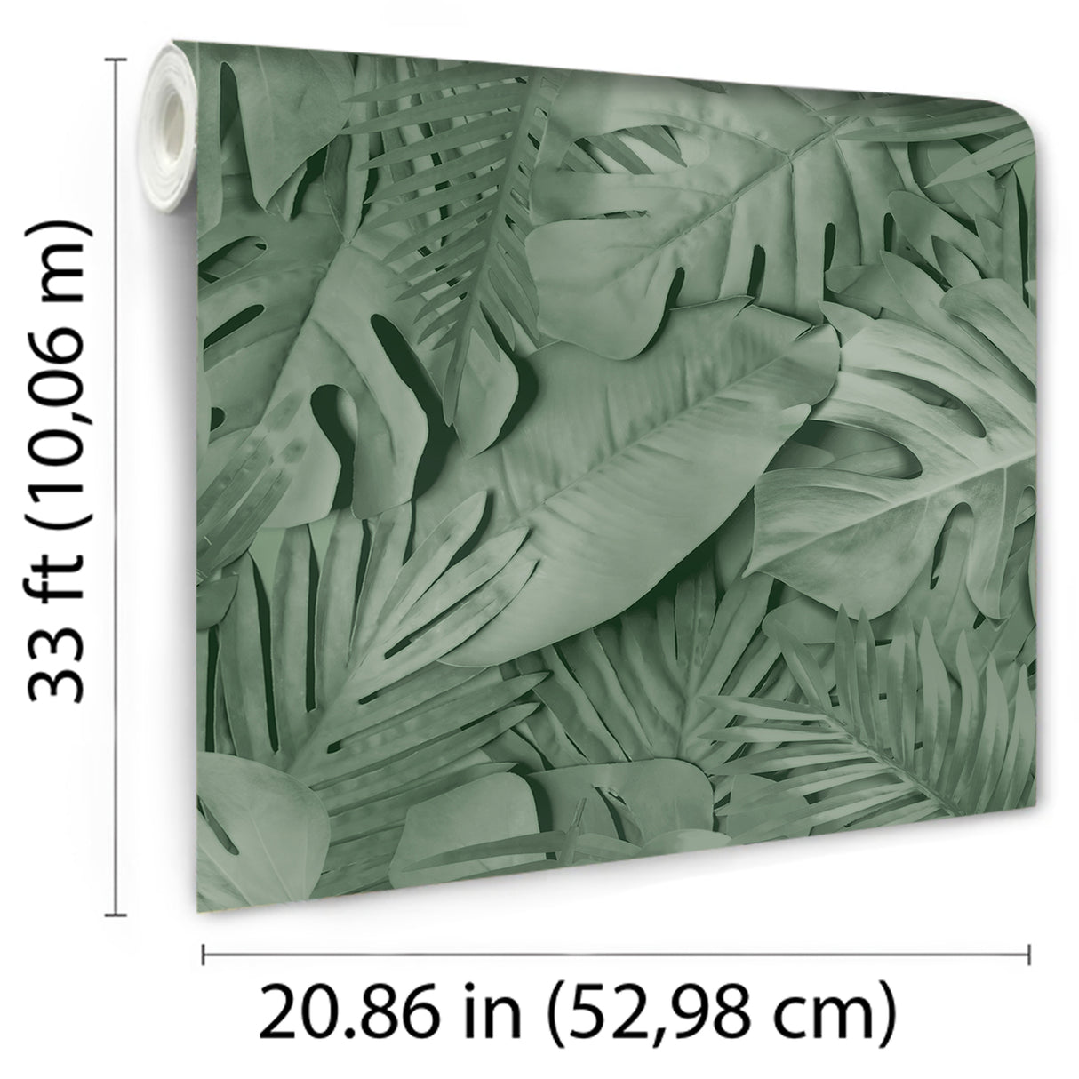 Large Photoreal Tropical Leaves Green by Veer Decor Non-Woven Unpasted Wallpaper – Veer Decor VRAR04-008