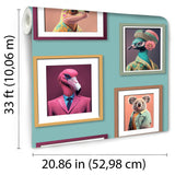 Funky Animal Portraits Green by Veer Decor Novelty Animal Wallpaper – Veer Decor VRAR04-167