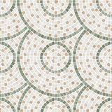 Mosaic Mirage Green and Neutrals wallpaper with concentric tile circles