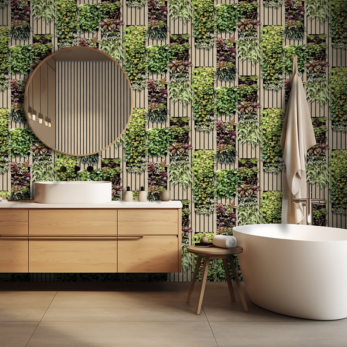Photoreal Vertical Garden Green by Veer Decor Botanical Wallpaper – Veer VRAR04-497