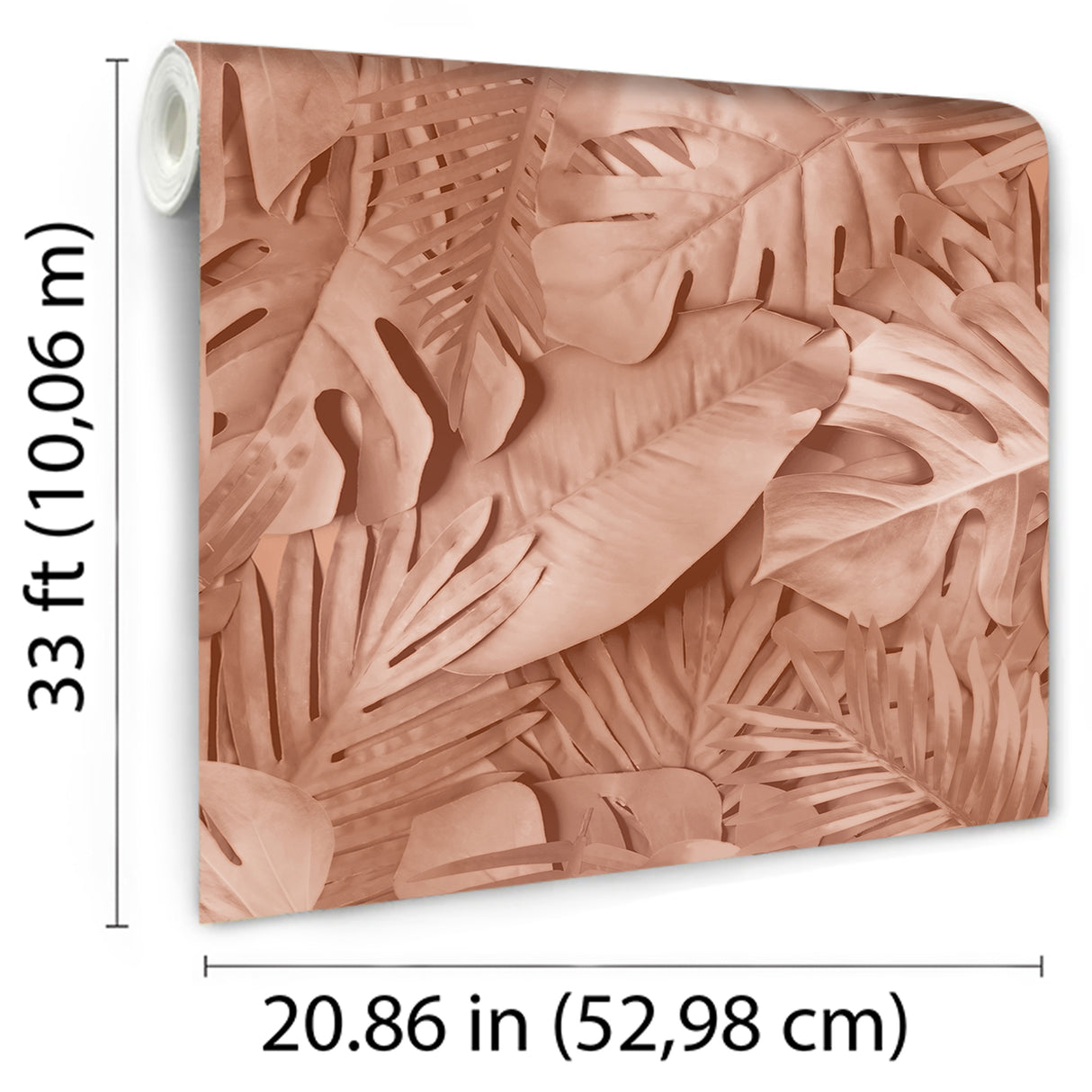 Large Photoreal Tropical Leaves Terracotta by Veer Decor Non-Woven Unpasted Wallpaper – Veer Decor VRAR05-008