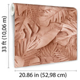 Large Photoreal Tropical Leaves Terracotta by Veer Decor Non-Woven Unpasted Wallpaper – Veer Decor VRAR05-008