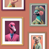 Funky Animal Portraits Orange Ground Wallpaper roll and lifestyle images