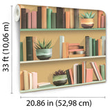 Modern Bookshelf Ocher by Veer Decor Novelty Pattern Wallpaper – Veer Decor VRAR05-597