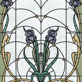 Floral Stained Glass Purple Flower Wallpaper roll and room scene