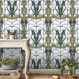 Floral Stained Glass Purple by — Non-Woven Unpasted Wallpaper – Veer Decor VRAR06-397