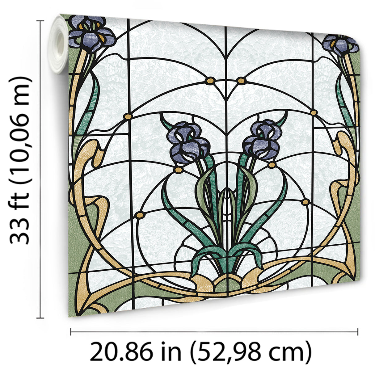 Floral Stained Glass Purple by — Non-Woven Unpasted Wallpaper – Veer Decor VRAR06-397
