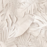 Large Photoreal Tropical Leaves beige non-woven unpasted wallpaper roll 20.86 in x 33 ft
