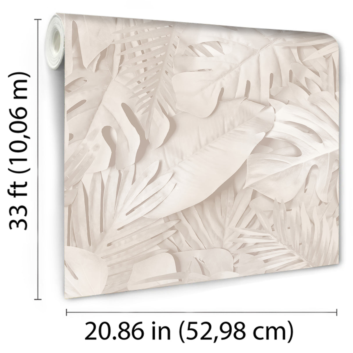 Large Photoreal Tropical Leaves Beige by  Wallpaper – Veer Decor VRAR07-008