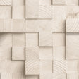 Wood Blocks Natural Beige geometric textured wallpaper roll showing beige wood block pattern