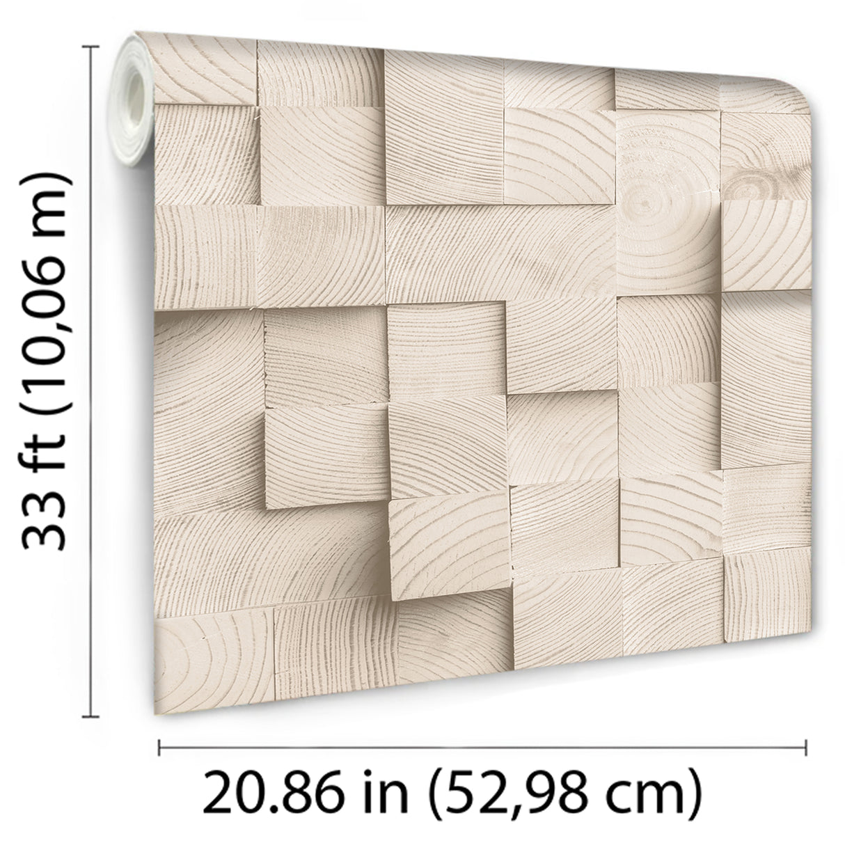 Wood Blocks Natural Beige by Veer Decor Geometric Textured Wallpaper – Veer Decor VRAR07-108