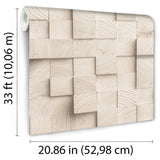 Wood Blocks Natural Beige by Veer Decor Geometric Textured Wallpaper – Veer Decor VRAR07-108