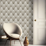 Faux Plush Quilted Diamond Upholstery Beige by Veer Decor Textured Vinyl Wallpaper – Veer Decor VRAR07-267