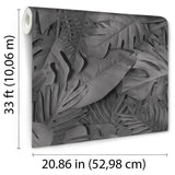 Large Photoreal Tropical Leaves Black by Veer Decor Botanical Wallpaper – Veer Decor VRAR09-008