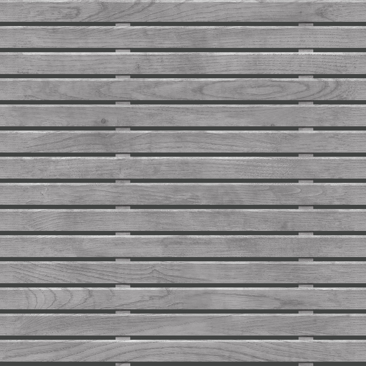 Horizontal Wood Slate Gris textured faux wood slat wallpaper in gray, roll size 20.86 in x 33 ft