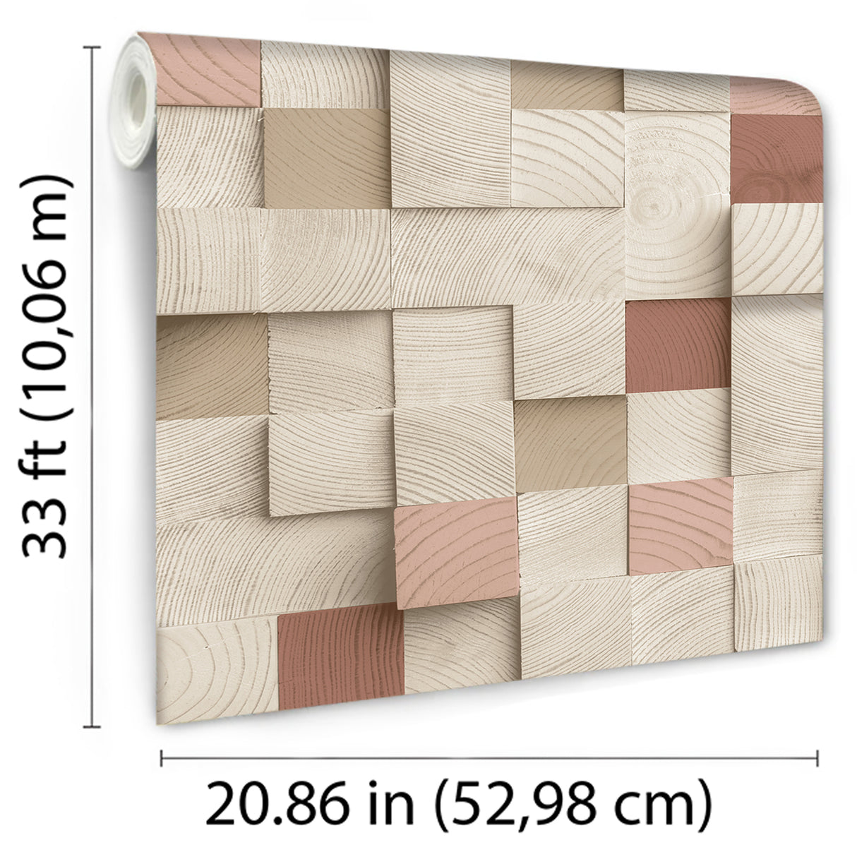 Wood Blocks Natural and Reds by Veer Decor Geometric Textured Wallpaper – Veer Decor VRAR10-108