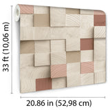 Wood Blocks Natural and Reds by Veer Decor Geometric Textured Wallpaper – Veer Decor VRAR10-108