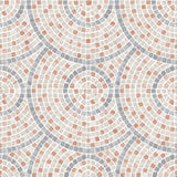 Mosaic Mirage terracotta and neutral concentric tile pattern wallpaper roll