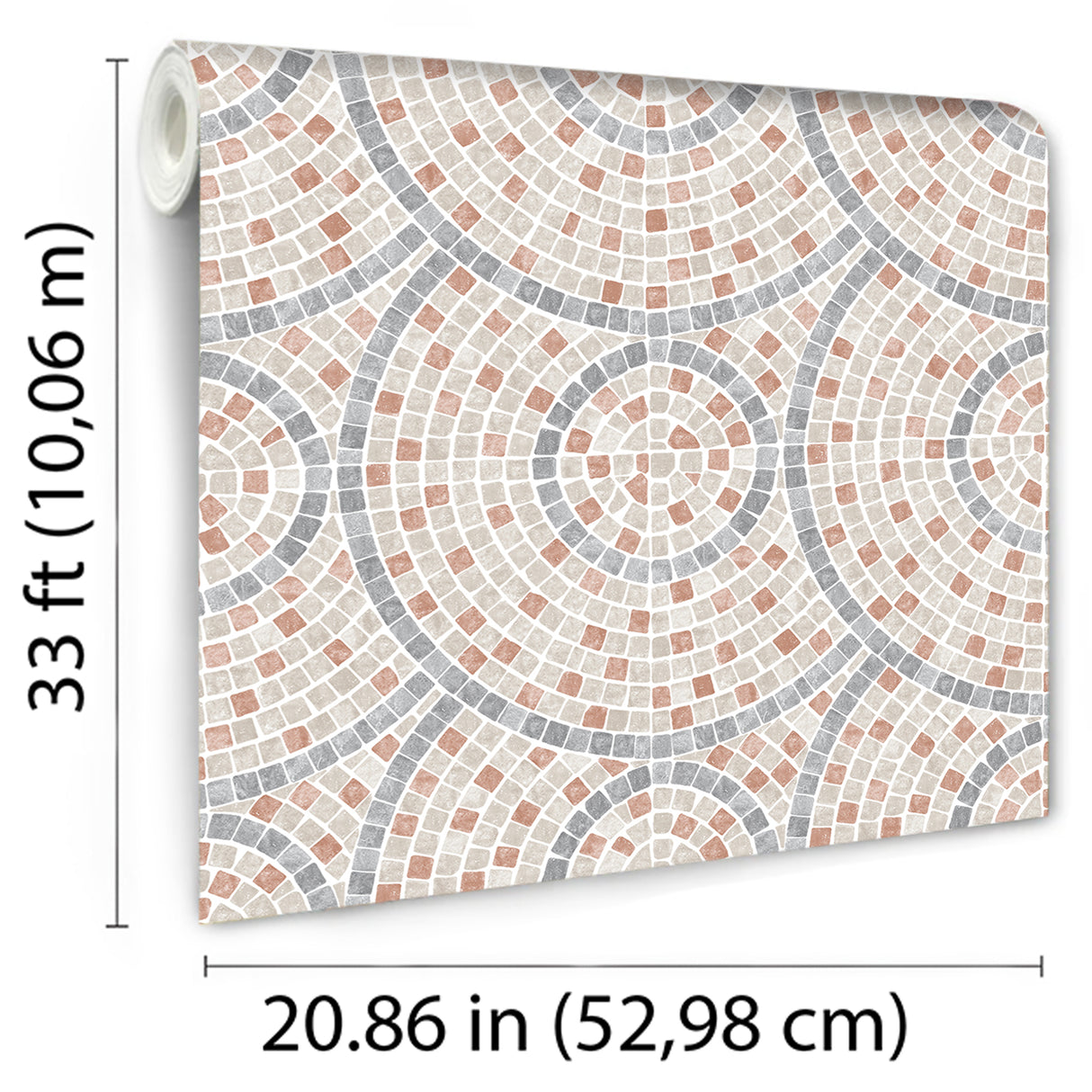 Mosaic Mirage Terracotta and Neutrals by Veer Decor Textured Vinyl Wallpaper – Veer Decor VRAR10-367