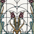 Floral Stained Glass red patterned wallpaper roll and room scene