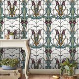 Floral Stained Glass Red by Veer Decor Patterned Wallpaper – Veer Decor VRAR10-397