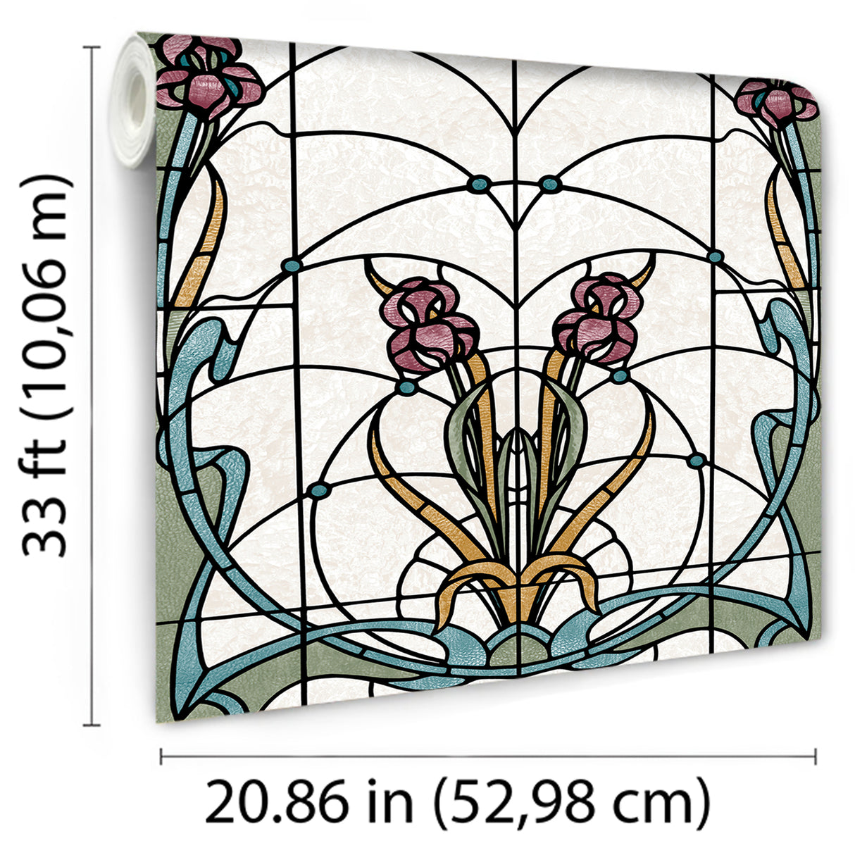 Floral Stained Glass Red by Veer Decor Patterned Wallpaper – Veer Decor VRAR10-397