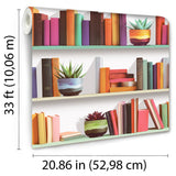 Modern Bookshelf White Ground by Veer Decor Novelty Pattern Wallpaper – Veer Decor VRAR10-597