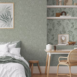 Herbarium Hues Sage Green by Veer Decor Cork Texture Abstract Wallpaper – Veer Decor VRBR04-387