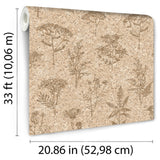 Herbarium Hues Tan by Veer Decor Cork Texture Botanical Wallpaper – Veer Decor VRBR07-387