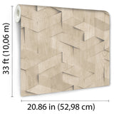 Woodblock Geometric Illusion Natural by Veer Decor Geometric Wallpaper – Veer Decor VRBR07-447
